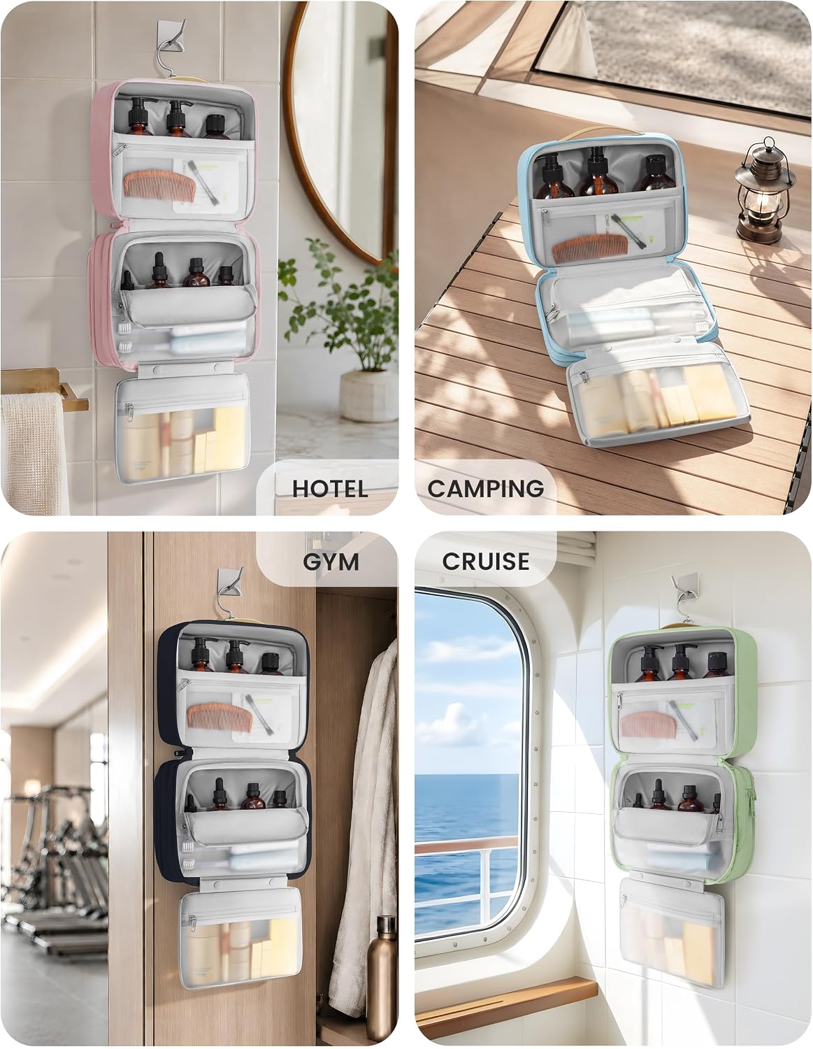 Travel Hanging Toiletry Bag for Women, Makeup Travel Organizer Cosmetic Bag