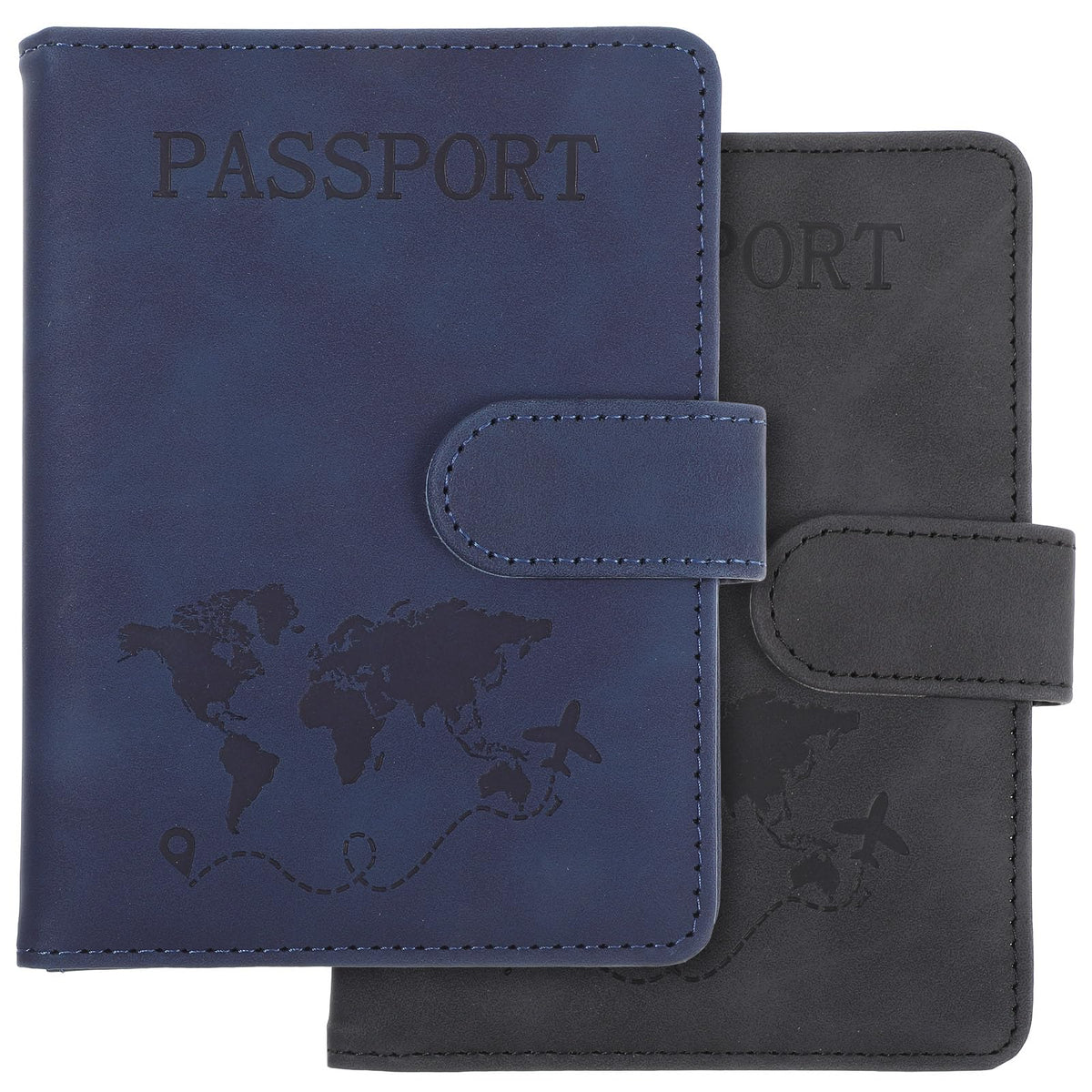 2 Pack Passport Holder for Travel, Passport Wallet Cover Case Waterproof RFID Blocking Passport Holder with Pen Holder Travel Must Haves Accessories, Passport Book Holders for Women and Men