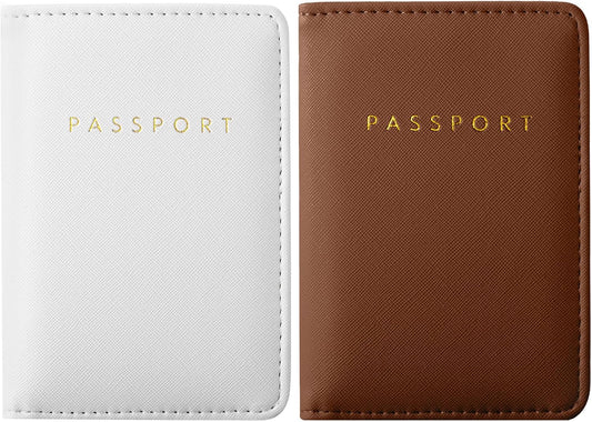 Frienda 2 Pcs Passport Holder Covers Waterproof Leather