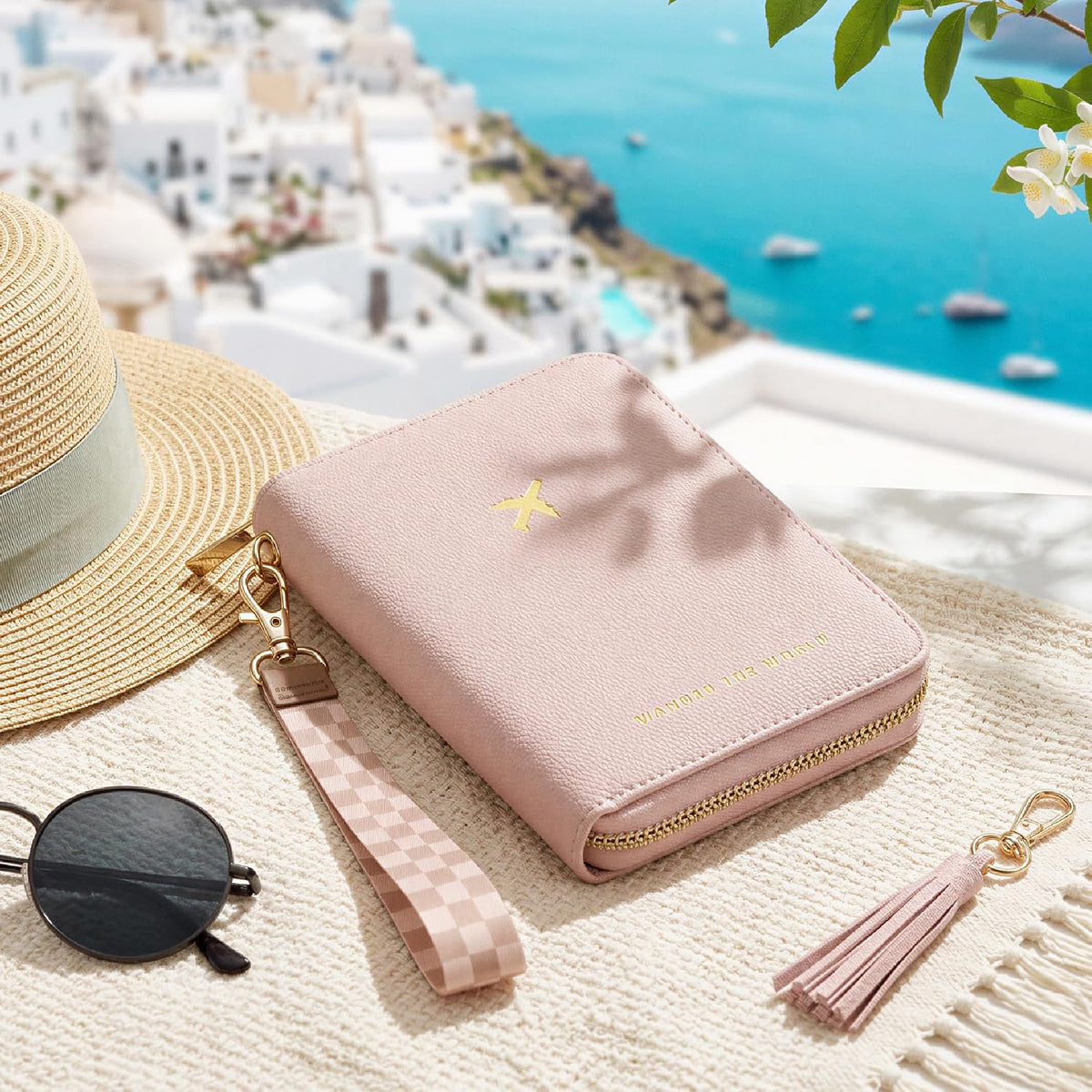 Beautiful Passport Holder And Travel Wallet with Wristlet Strap