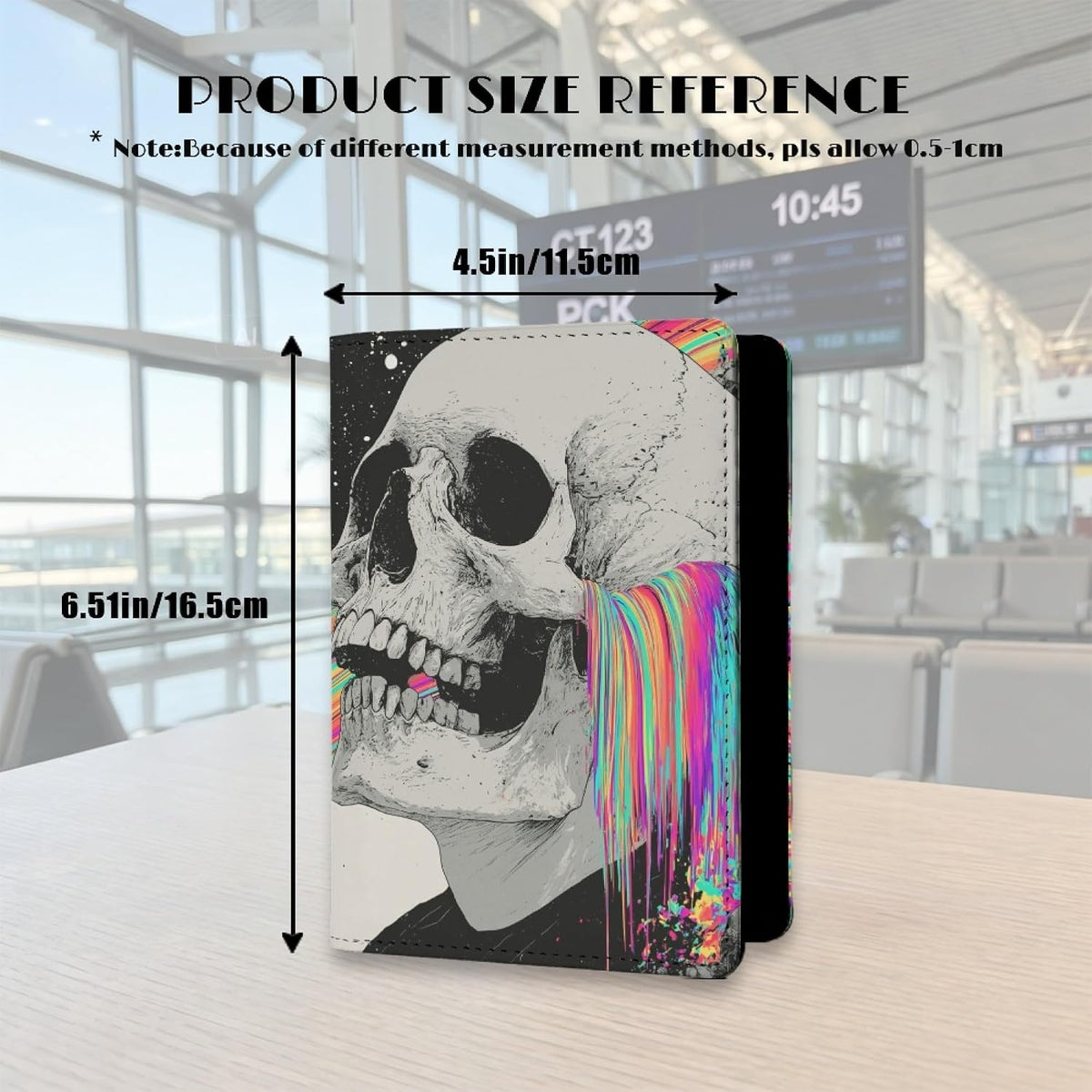 Mens Retro Skull Passport Holder for Travel Womens Skeleton Passport Cover Protector with Credit Card Slots Card Case Cover Black Orange Rainbow Onesize