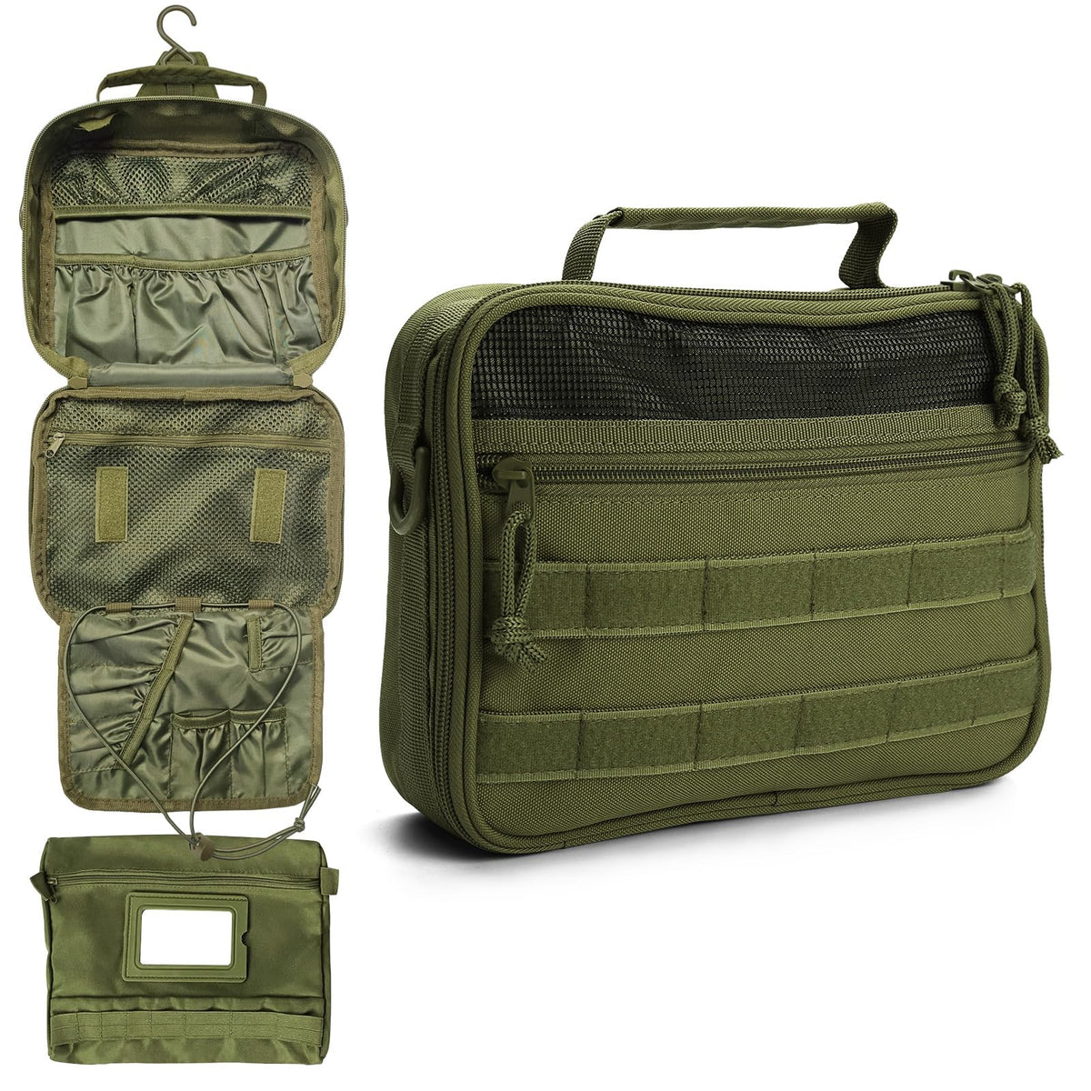 SMONT Toiletry Bag for Men Travel Toiletry Organizer Dopp Kit Travel Organizer Toiletries Tactical Bag Shaving Hygiene Bag Bathroom Hanging Men's Toiletry Bag for Short Trips Brown