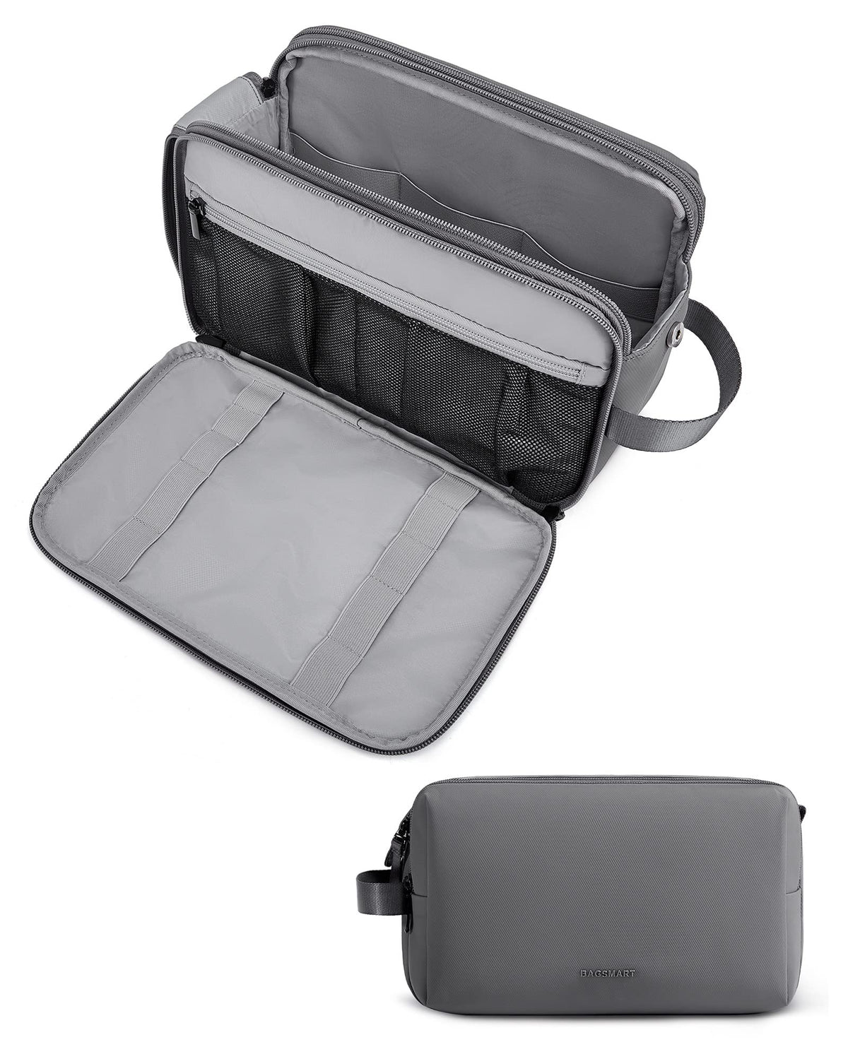 BAGSMART Toiletry Bag for Men, Travel Toiletry Organizer Dopp Kit Water-resistant Shaving Bag for Toiletries Accessories, Door Room Essentials,Black-basic