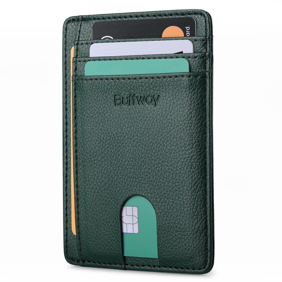 Buffway Slim Minimalist Front Pocket RFID Blocking Leather Wallets for Men and Women - Cross Black