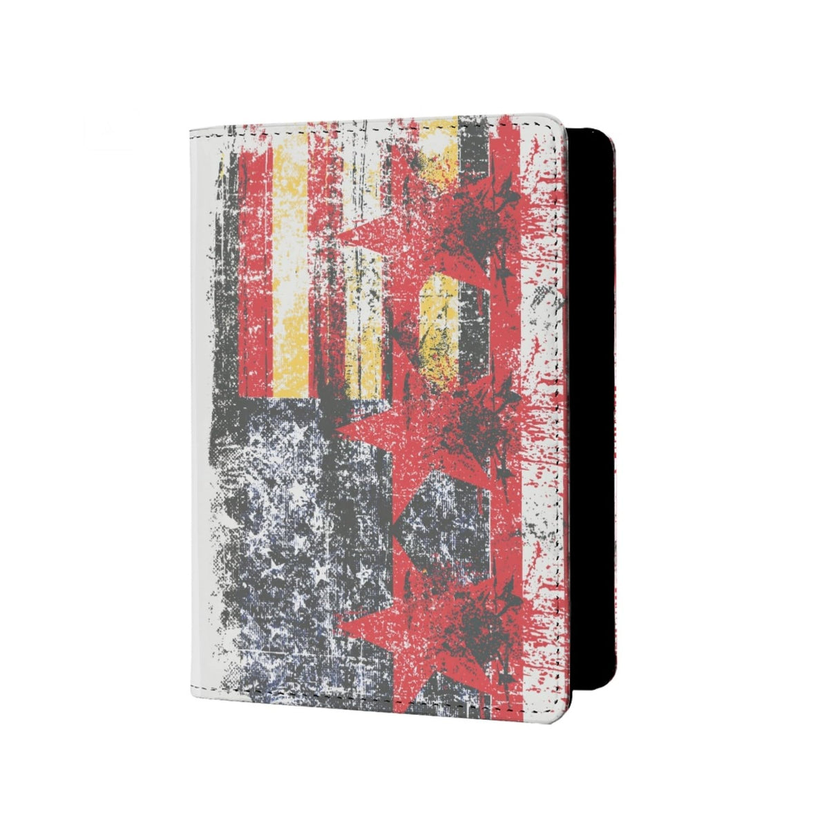 Mens Distressed USA Flag Passport Holder for Travel Womens American Flag Passport Cover Protector with Credit Card Slots Black Brown Orange Onesize