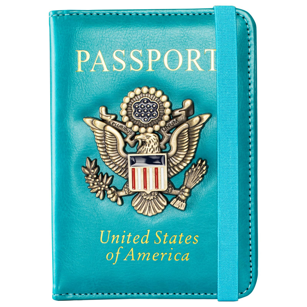 Passport Holder and Card Slot Combo RFID Blocking Leather Travel Passport Wallet for Men and Women US Passport Cover, Blue