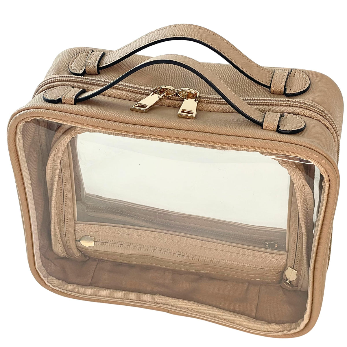 JAZD Clear Makeup Bag Toiletry Bag for Women Cosmetic Case Large Capacity Travel Make Up Bag Organizer Transparent Storage Compartment TSA Approved