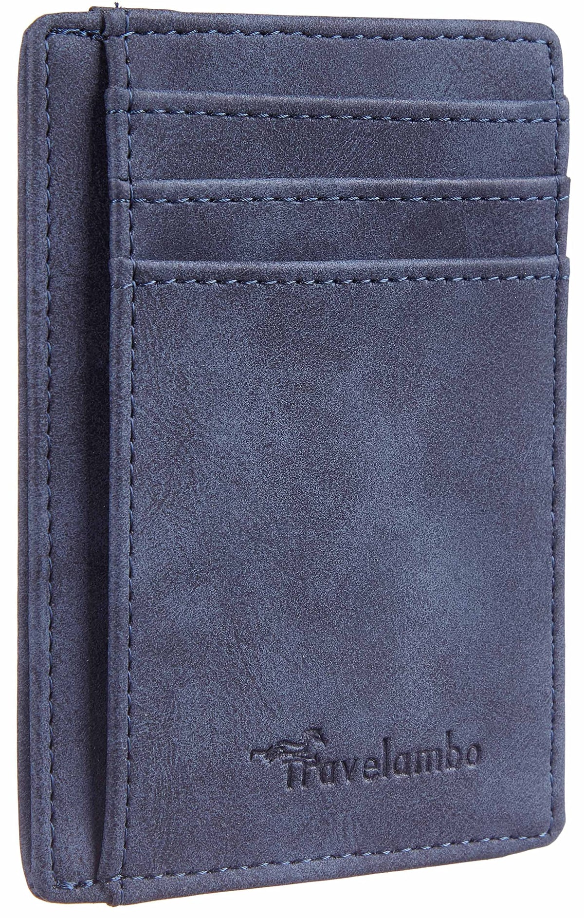 Travelambo Slim Wallet Front Pocket Minimalist Leather RFID Blocking Medium Size