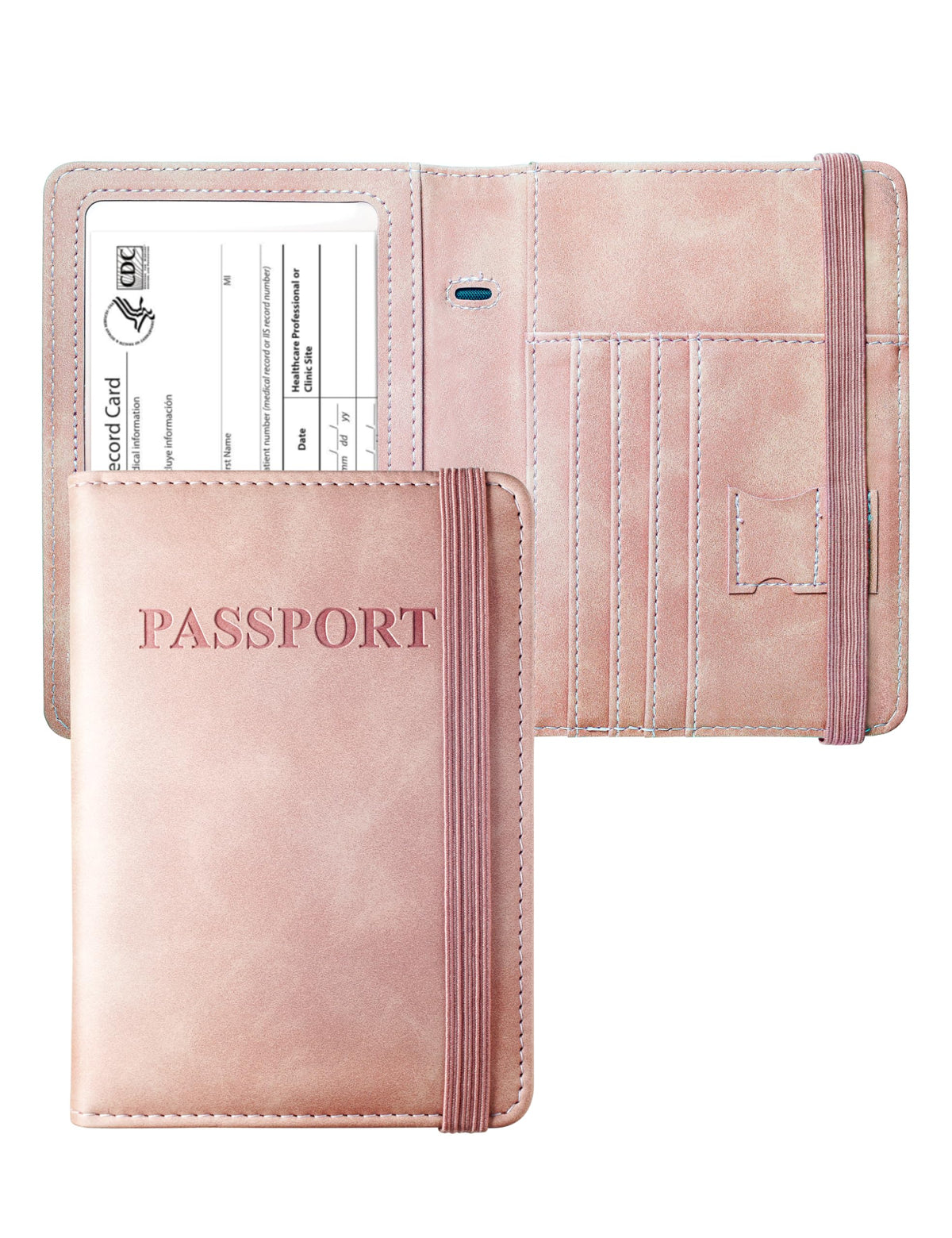 Mymazn Leopard Passport Holder Passport Case Travel Wallet with Vaccination Card Holder Passport Cover with RFID Blocking Clear Pocket For Photo (leopard)