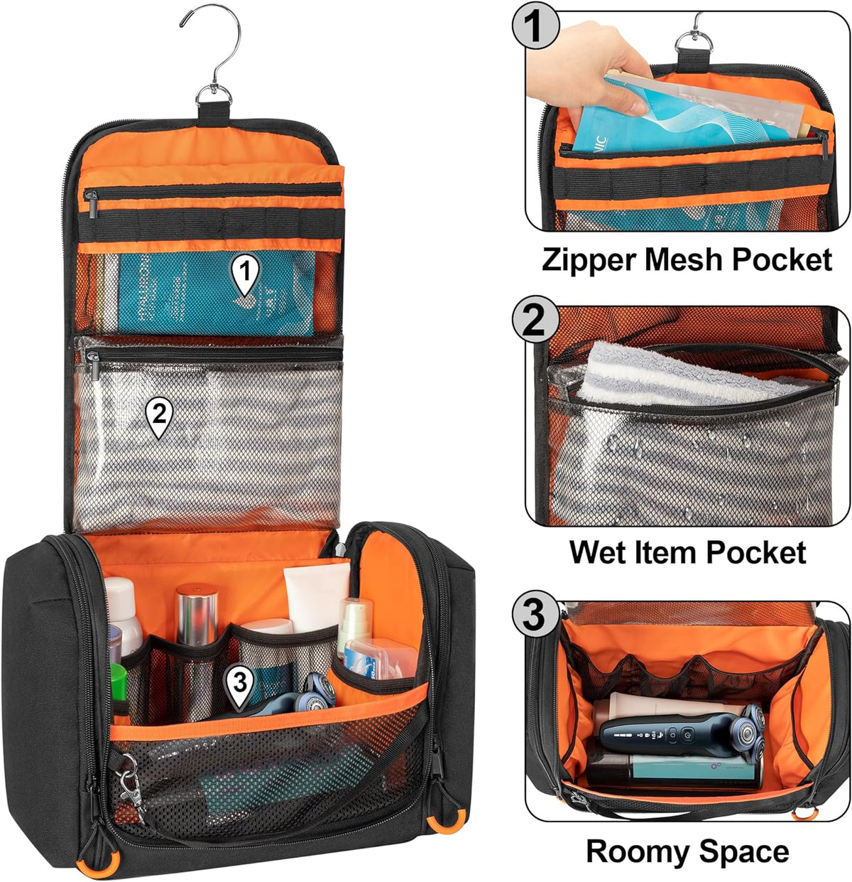 Tactical Toiletry Bag for Men, Large Hanging Dopp Kit Hygiene Bag