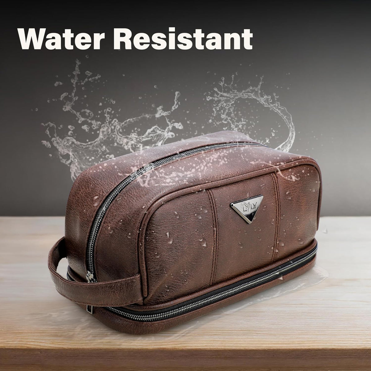 emissary Leather Travel Toiletry Bag for Men, Dopp Kit - Coffee