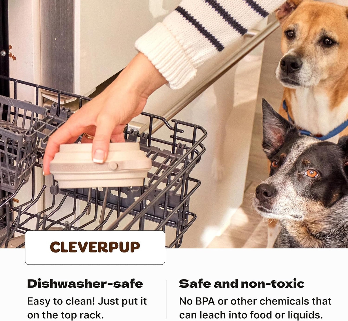 Cleverpup Nomad Small Collapsible Travel Dog Bowl - 2 Cup, Grey Silicone