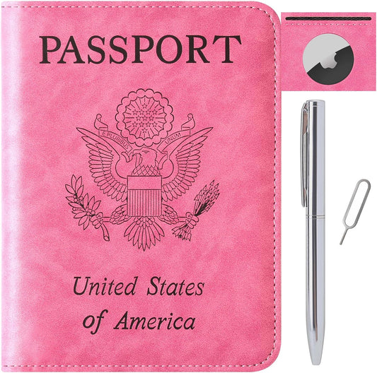 Airtag Passport Holder for Travel Essentials, RFID Passport Cover