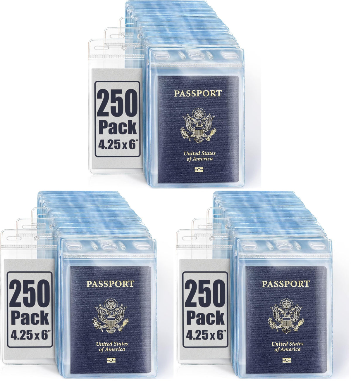 4x6" XXL Passport ID Name Badge Card Holders, Vertical, Zipperless, 100 PK