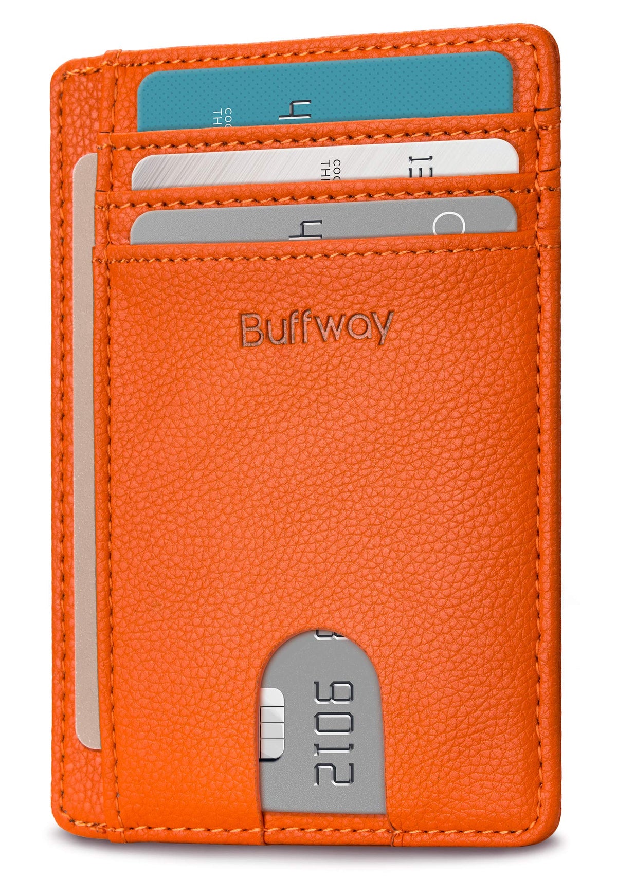 Buffway Slim Minimalist Front Pocket RFID Blocking Leather Wallets for Men and Women - Cross Black