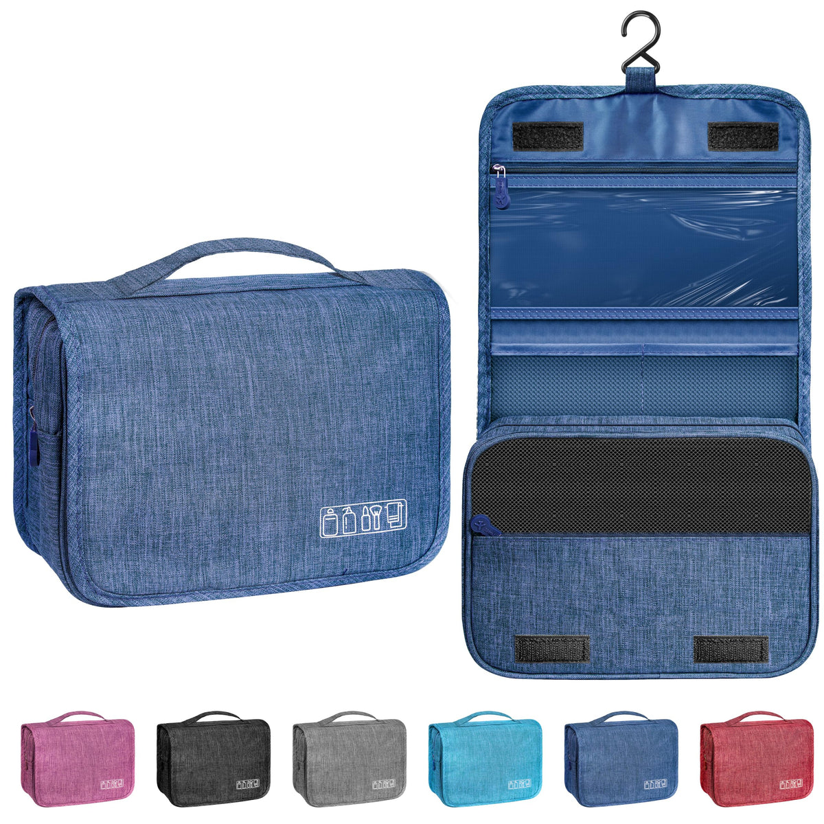Toiletry Bag Travel Bag with Hanging Hook, Waterproof Shower Bathroom Hanging Toiletry Bag for Men Women,Small Multifunctional Makeup Cosmetic Bag,Portable Toiletries Bag Travel Organizer (Grey)