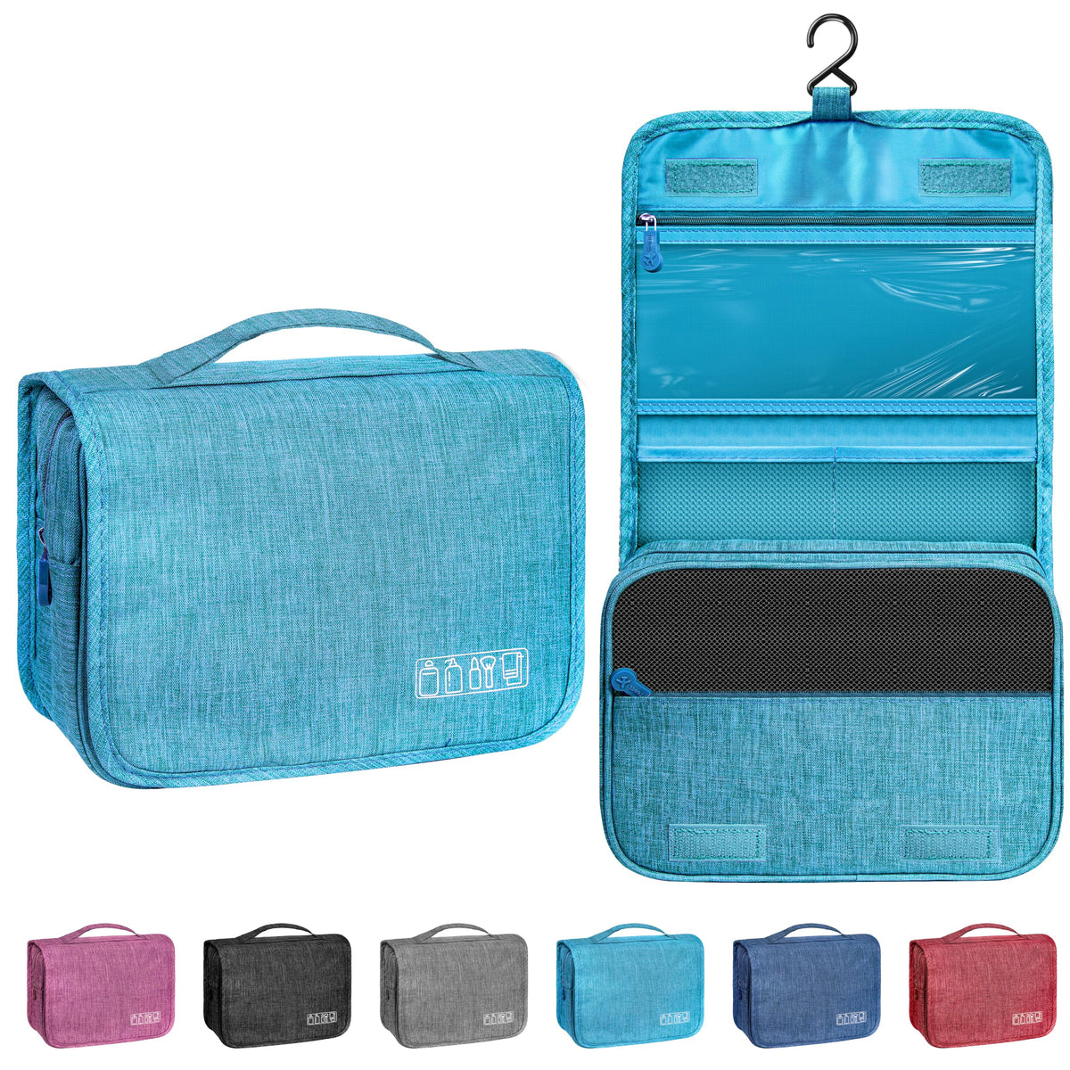 Toiletry Bag Travel Bag with Hanging Hook, Waterproof Shower Bathroom Hanging Toiletry Bag for Men Women,Small Multifunctional Makeup Cosmetic Bag,Portable Toiletries Bag Travel Organizer (Grey)